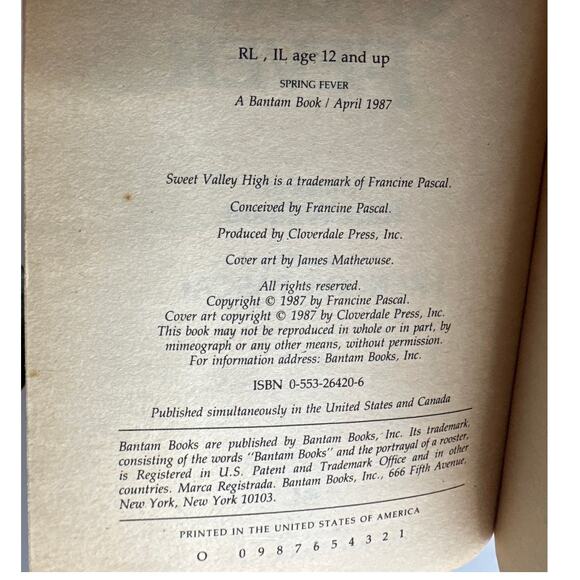 Sweet Valley High Super Edition First Edition First Print Book Spring Fever - Picture 9 of 10